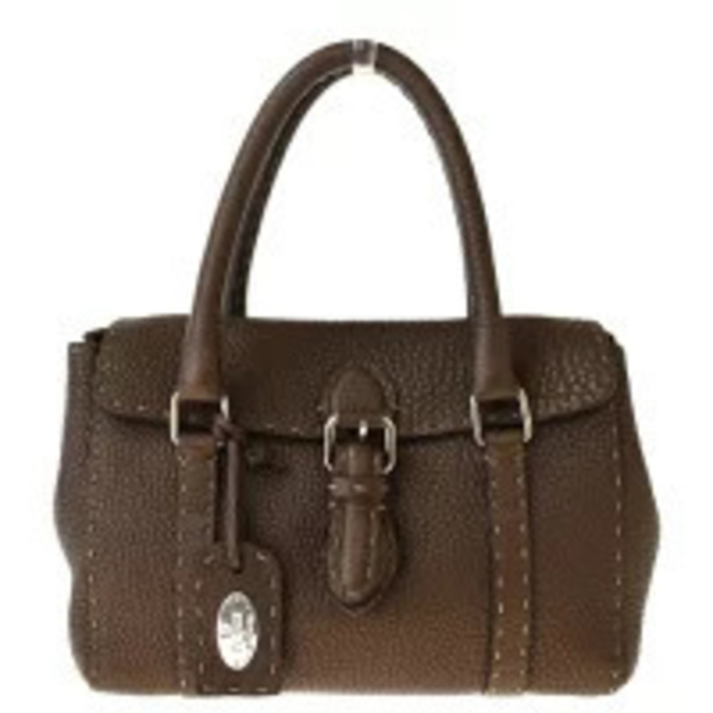 Fendi Selleria Handbag Bronze Brown leather